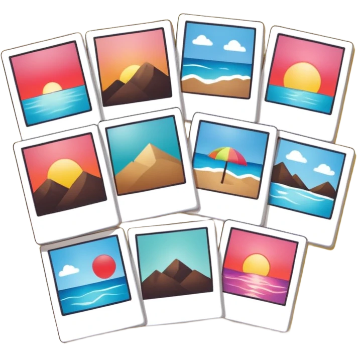 board with 8 polaroid photo emoji