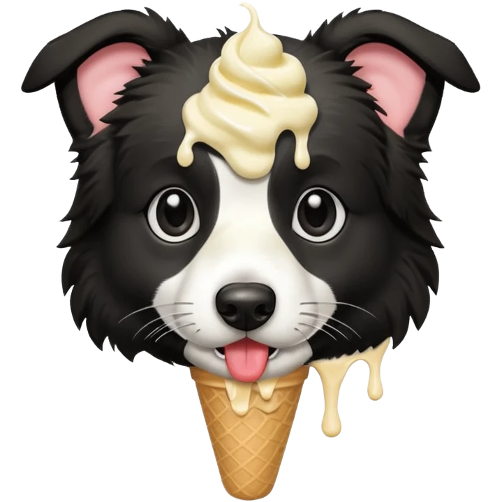 um border collie tomando sorvete emoji