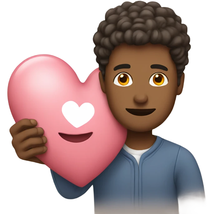 Father holds big heart emoji