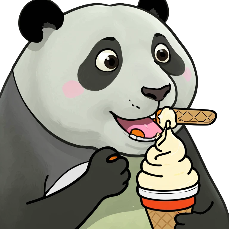 Panda eating ice cream emoji