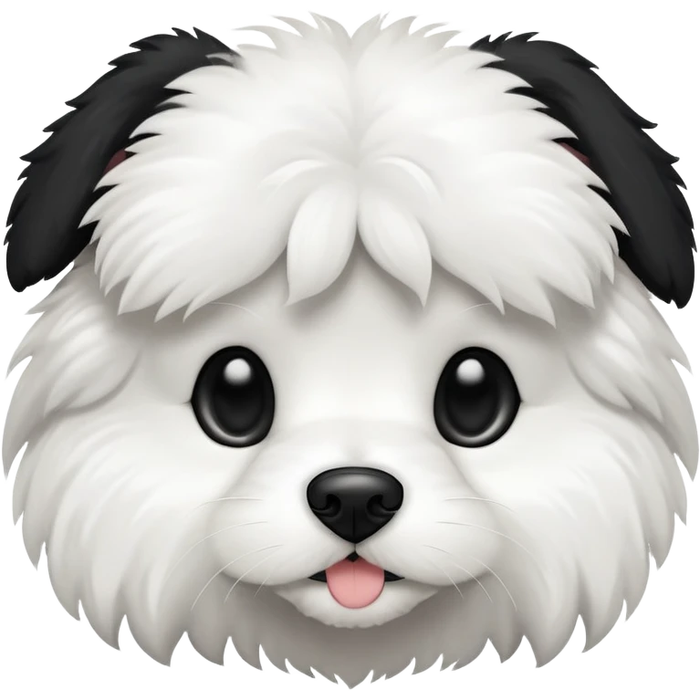 A black and white cavaton (cavalier King Charles spaniel and coton de Tulear) dog with black from his ears to around his eyes and white around his mouth and nose  emoji