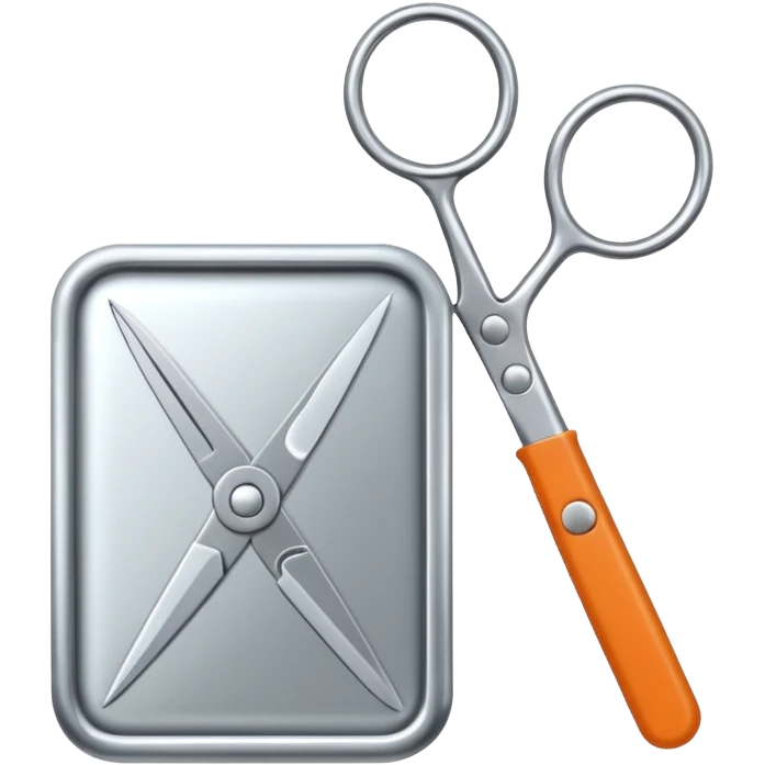 un restangulo con el simbolo de reproducir en el medio y una tijera a un lado emoji