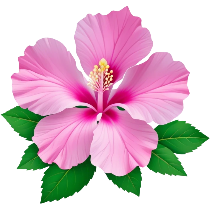 Cinematic Realistic image of a Mugunghwa flower (Rose of Sharon), rendered with delicate petal textures and vibrant pink hues, set against a minimalist background with gentle, diffused lighting that highlights its national significance emoji