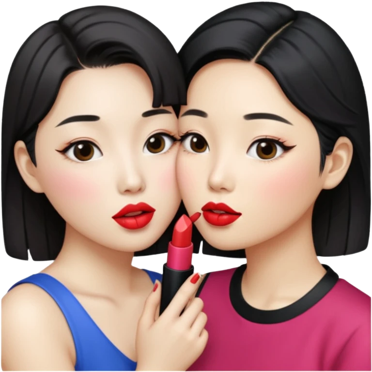 Korean lesbians, kissing emoji