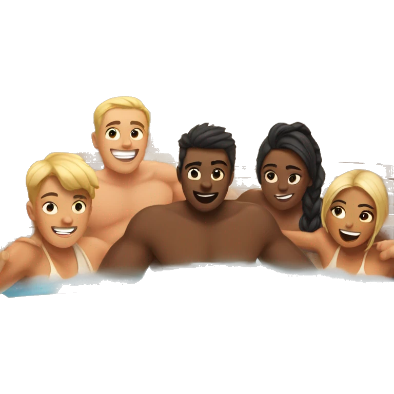 Group of friends in sauna  emoji