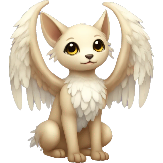 Anthro shy cute kawaii winged animal hybrid full body emoji