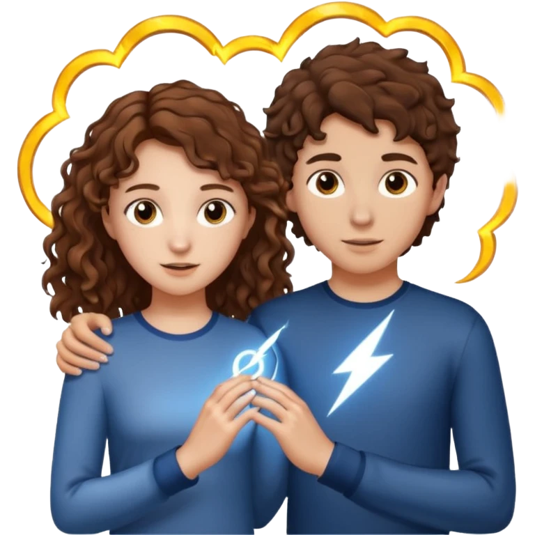 a 15 year old girl with brown curly hair but she has lightnings in it with a brown haired boy who gave her a promise ring emoji