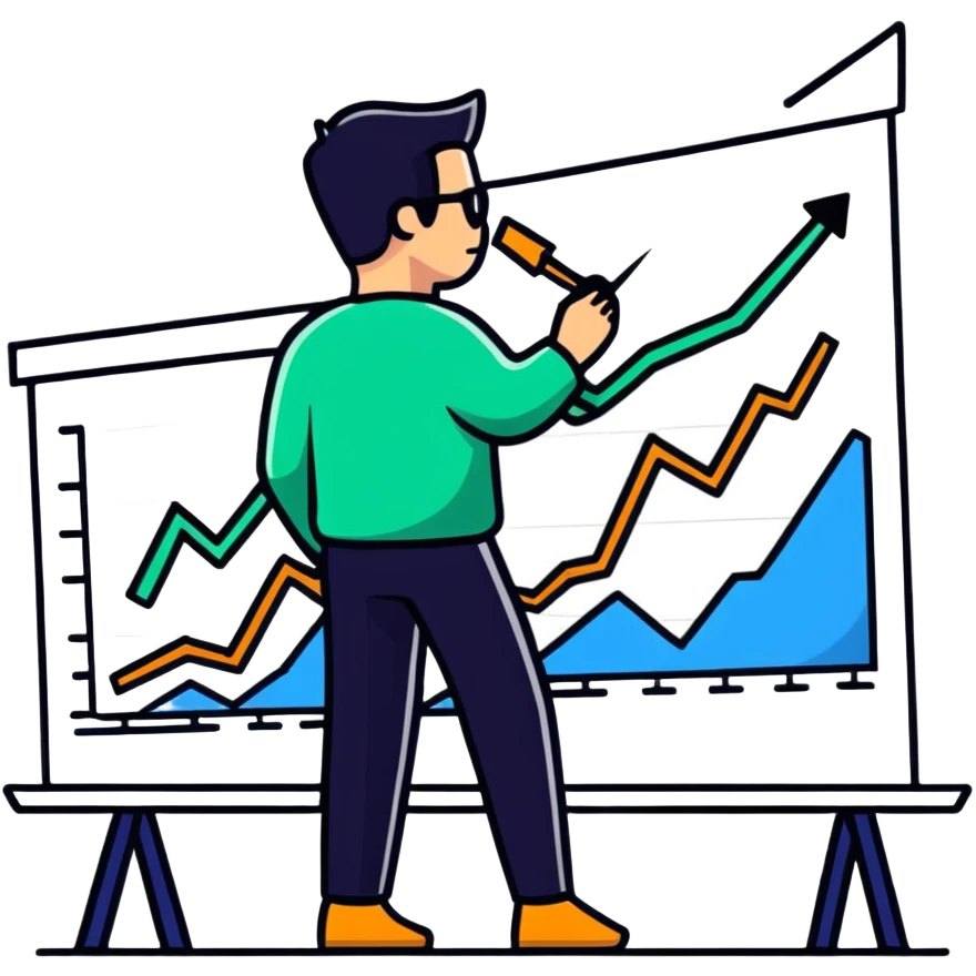 forex trader looking at rising chart emoji