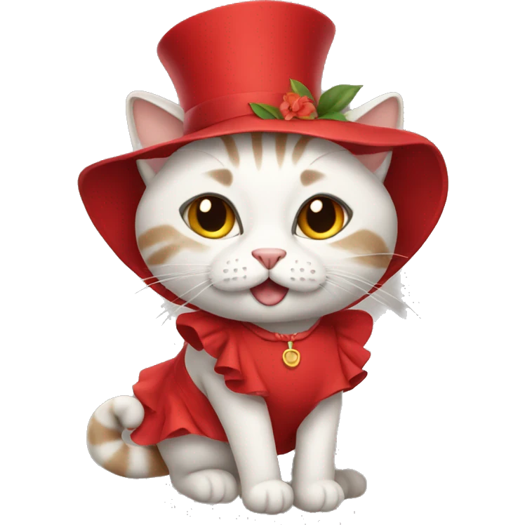 Cat wearing a red dress emoji