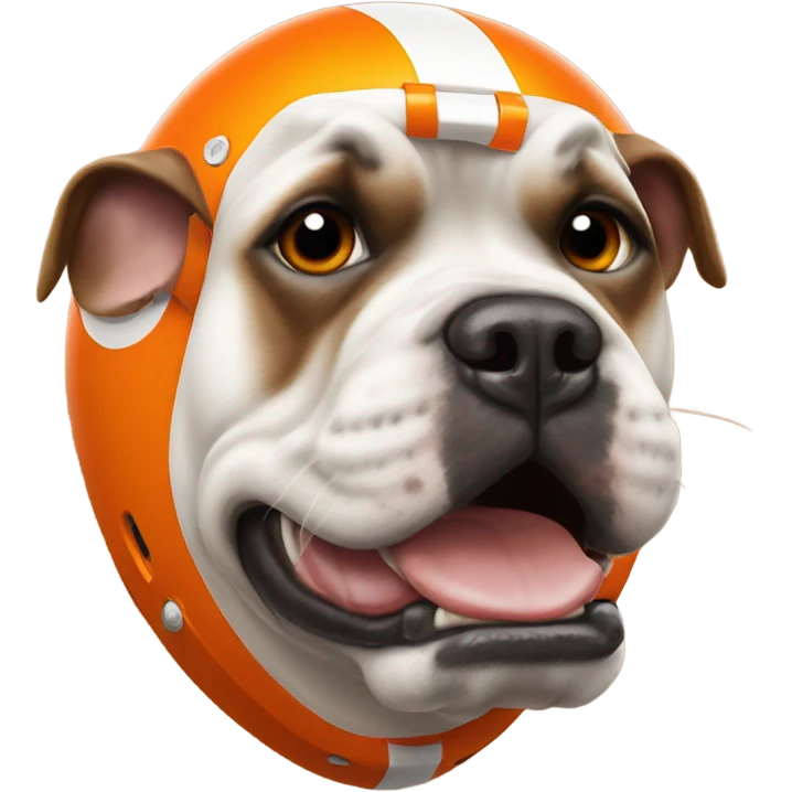 American bull dog wearing orange football helmet  emoji