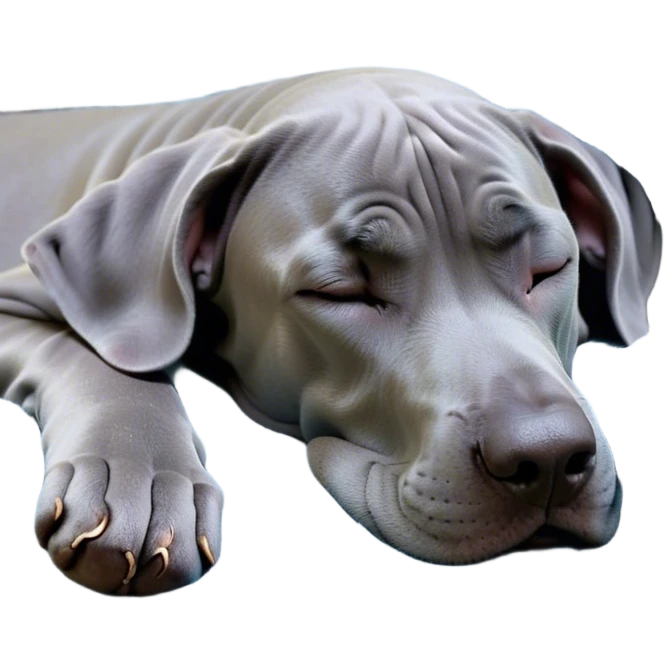 Meme-Worthy Cute Sleeping Blue Great Dane Portrait Emoji, Head resting peacefully with a contented smile, showcasing a delightfully massive build and a luxuriously soft blue Fur, eyes shut in a serene nap, Simplified yet hilariously adorable features, highly detailed, glowing with a soft, drowsy light, high shine, relaxed and utterly lovable, stylized with an air of playful laziness, bright and heartwarming, soft glowing outline, capturing the essence of a comically sleepy guardian, so meme-worthy it feels like it could instantly become the next viral sensation of adorable slumber! emoji