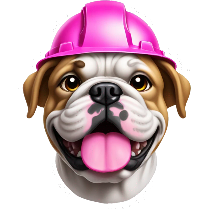 bulldog with pink hard hat that is 20x20 emoji