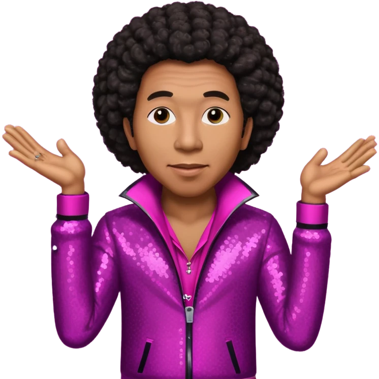 Smokey Robinson with long dark brown afro hair, magenta sequin outfit  emoji
