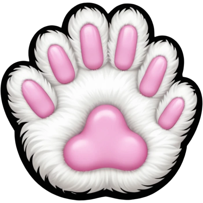 white cat fluffy paw, from the top, pink nails cute emoji