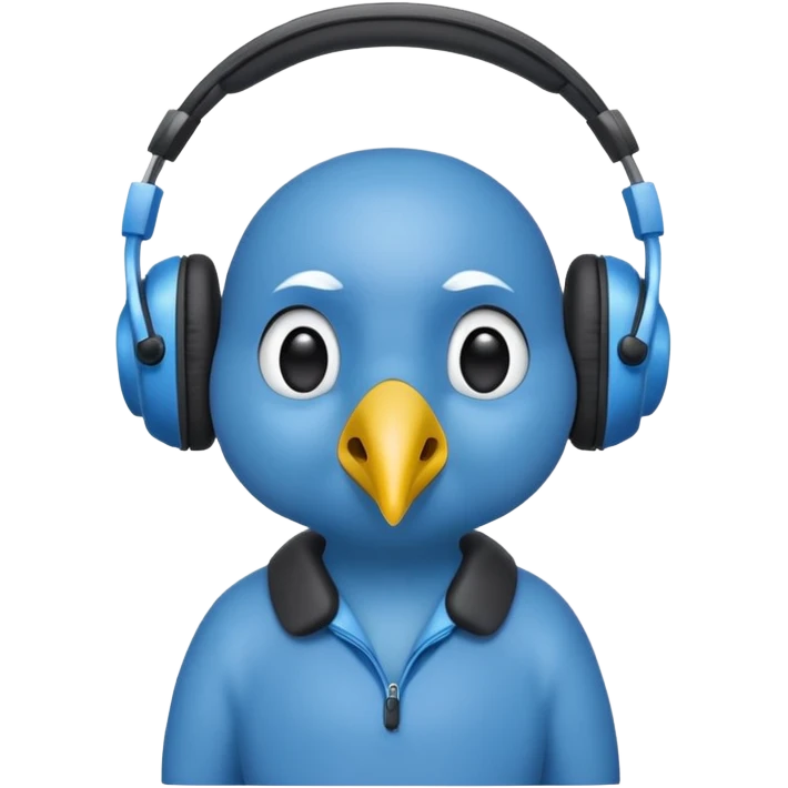 blue kiwi bird ai agent with headphone emoji