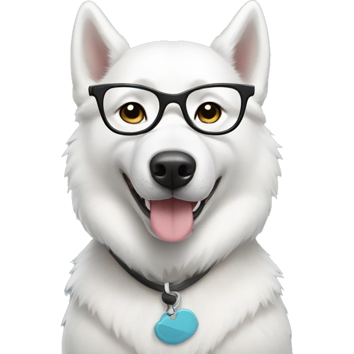 White husky with glasses emoji
