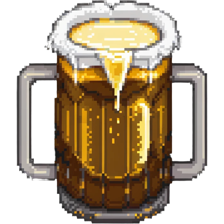 Pixel art beer mug with golden liquid and white foam emoji