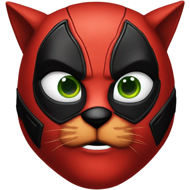 Big Red cat with Deadpool outfit emoji
