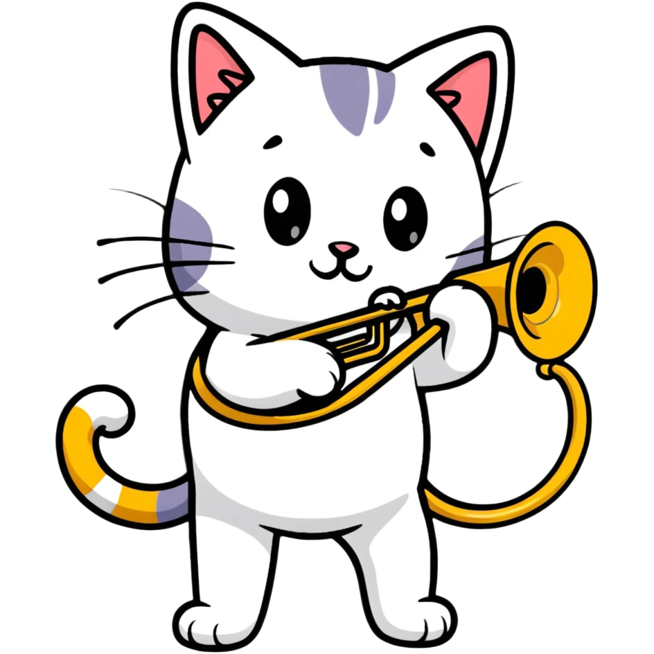 cat playing trombone emoji