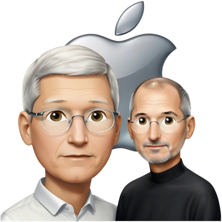 Tim Cook with Steve Jobs looking up to the Apple Logo  emoji