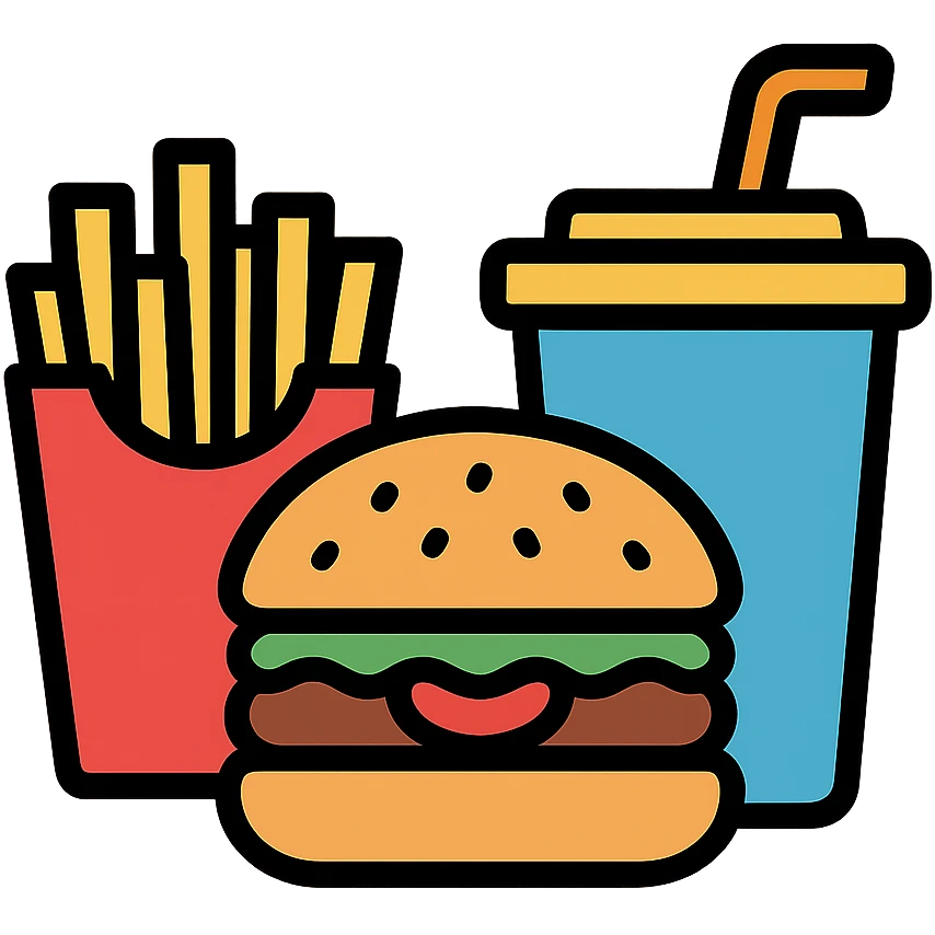 burger meal set with fries and drink emoji