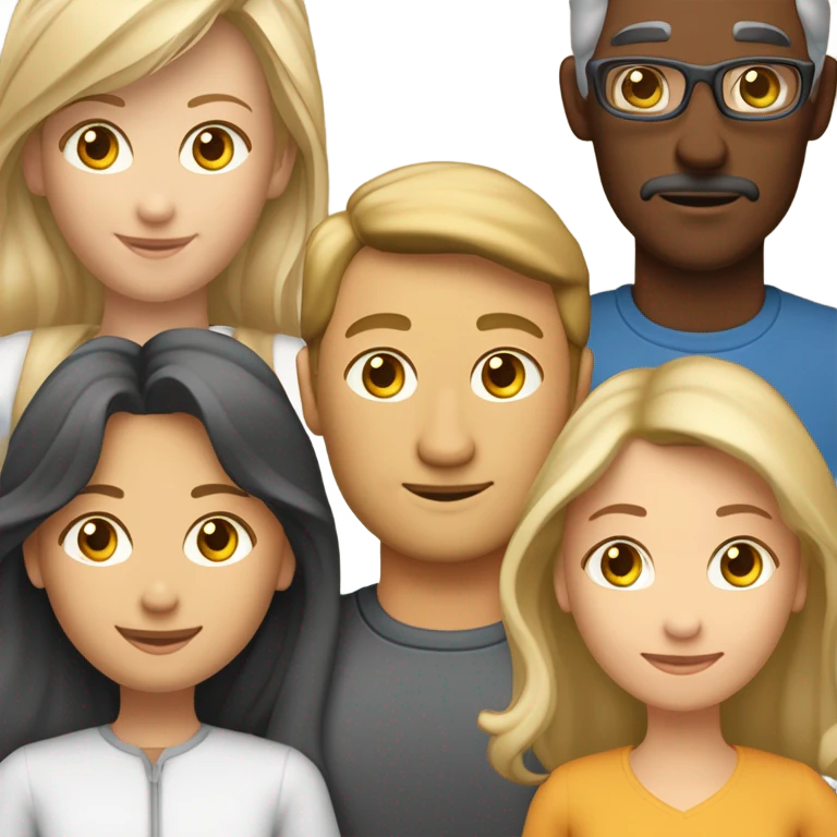 Family: Mann (29 Jahre, braune Haare), Frau (27 Jahre, blonde Haare), Mädchen (3 Jahre, hellbraun), Junge(1 Jahr, blonde Haare) emoji