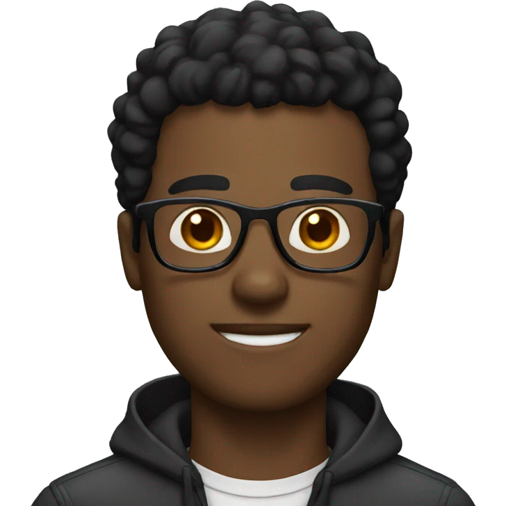 Black hair man with glasses emoji
