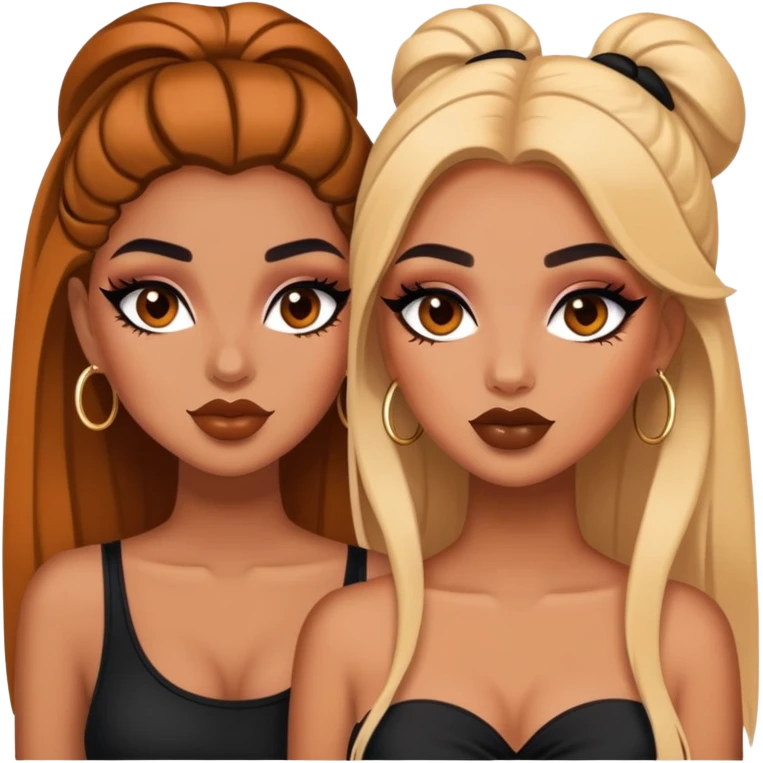 Boujy baddie best friends, trendy makeup emoji