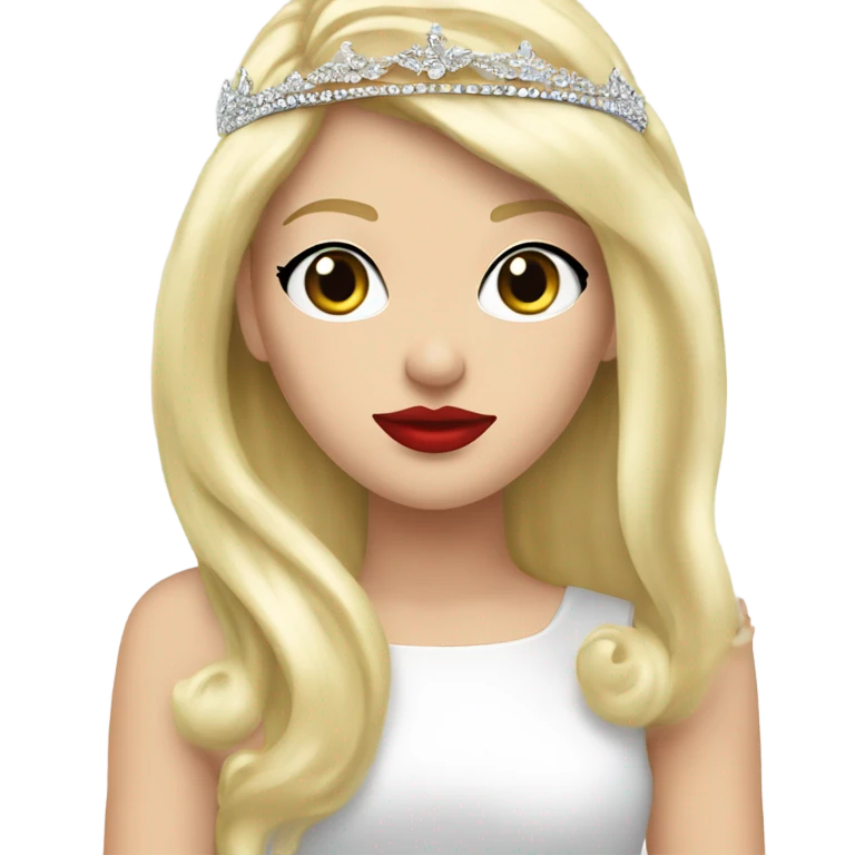 Tiara on a blonde white girl with red lipstick  emoji