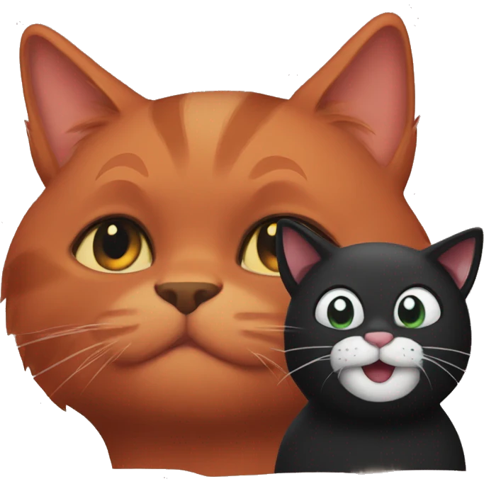 Red cat and black cat cuddeling  emoji