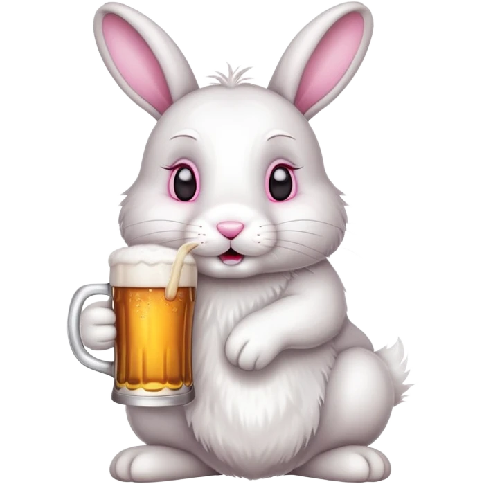 Bunny drinking beer emoji