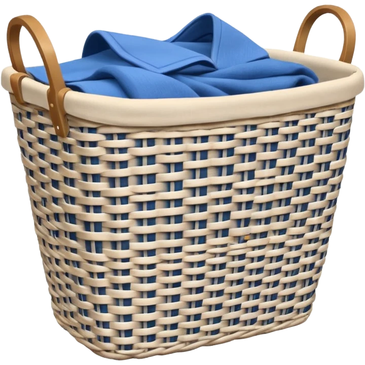 white LAUNDRY BASKET WITH FOLDED blue CLOTHES emoji
