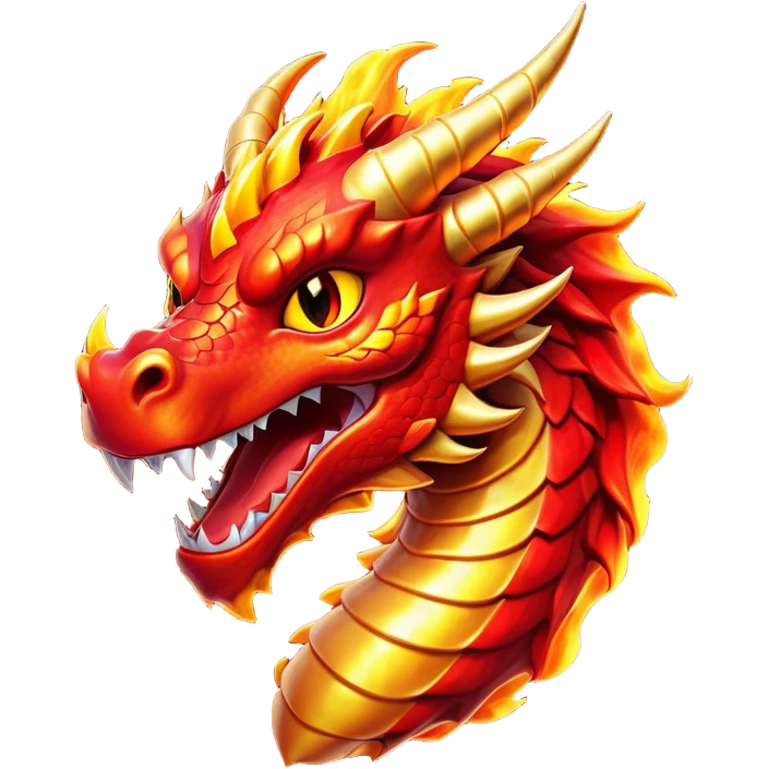 Cinematic Comical Fierce Fire Dragon Portrait Emoji, Head tilted dramatically with an exaggeratedly amused expression, featuring a striking, flame-draped body with bold, blazing scales in intense red and molten gold, and eyes twinkling with fiery mischief; rendered with vivid, lifelike textures and dynamic, flickering shadows, high shine, dramatic yet playful, styled with an air of cheeky volcanic mischief, soft glowing outline, capturing the essence of a spirited and over‐the‐top inferno that looks ready to burst into a cascade of playful embers! emoji