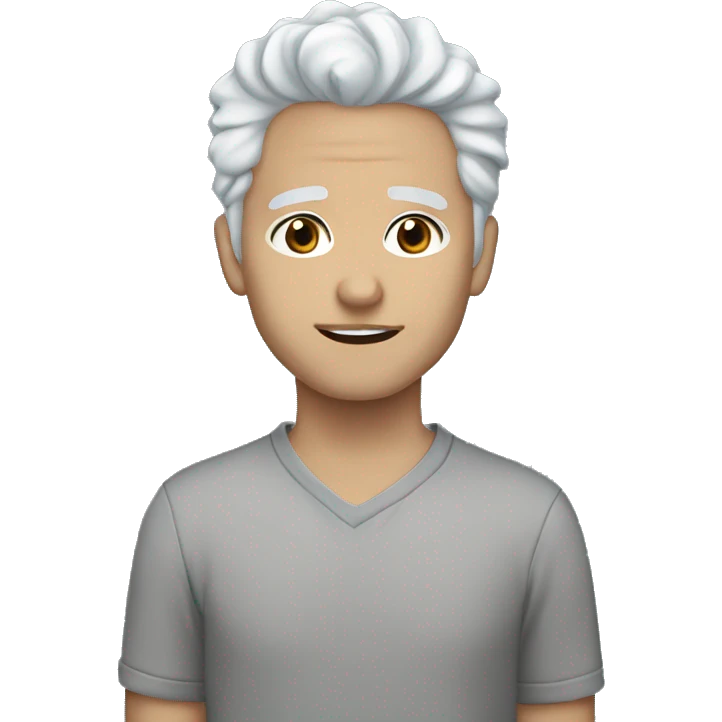Aha moment white grey hair light skin blue eyes emoji