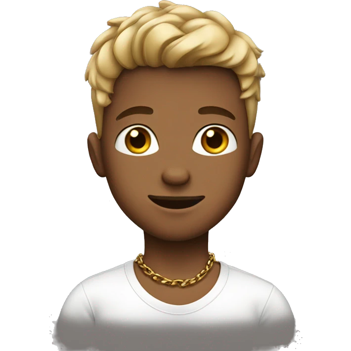 boy wearing white tshirt and chain necklace  emoji