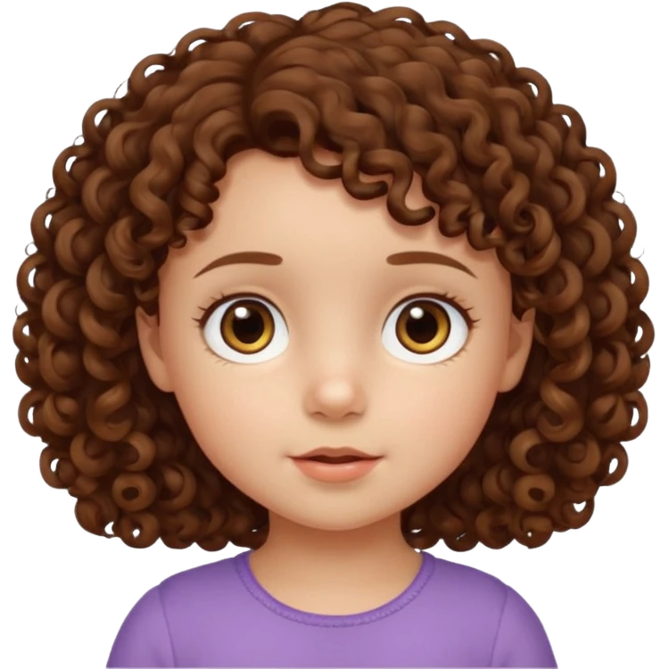 3yr old girl little curly brown hair brown eyes emoji