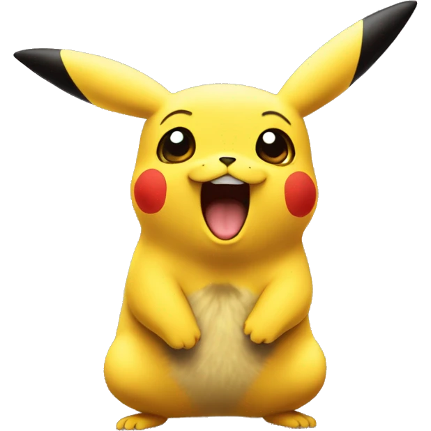 a singular surprised pikachu, in the style of a cartoon targeted towards grown men, realistic emoji