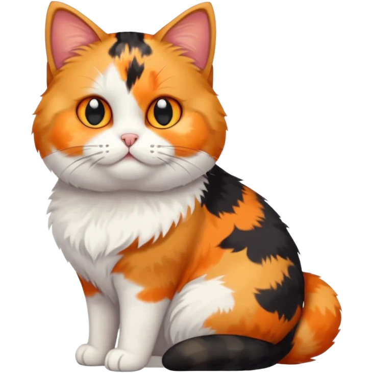 full body calico cat with small head and short but chubby body emoji