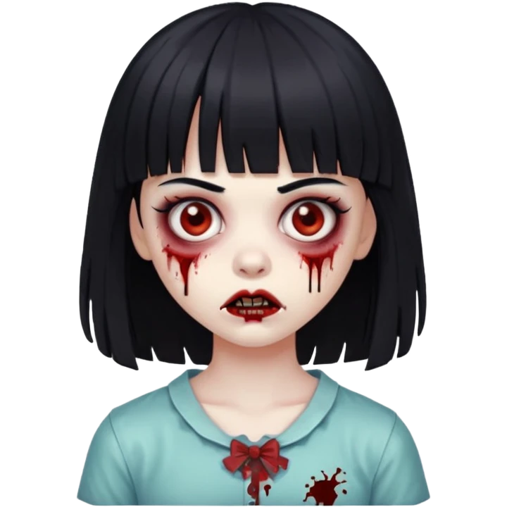 zombie girl with black hair and bangs emoji
