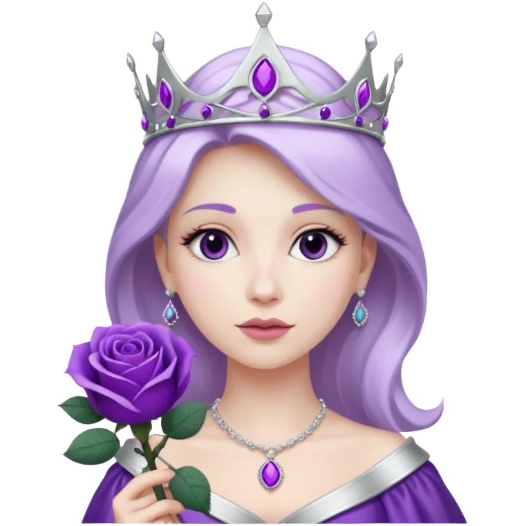 Purple shadow rose silver circle plaque with silver tiara emoji