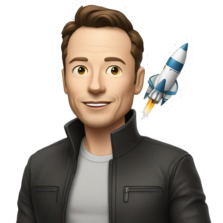 ilon musk with rocket emoji