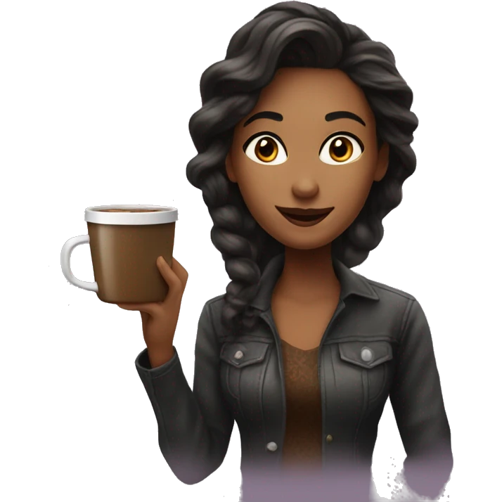 A pretty Woman drink coffe  emoji