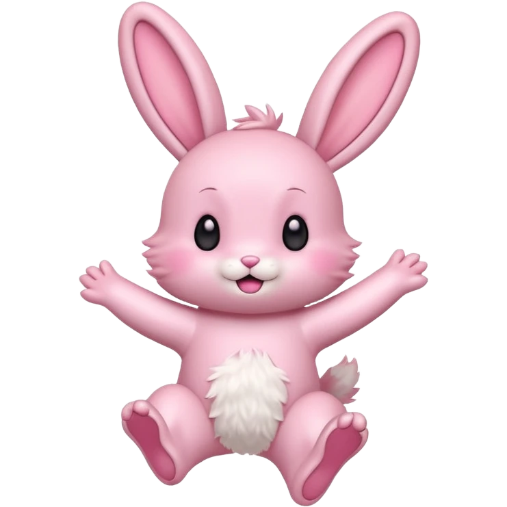 Exited pink bunny, kawaii chibi fluffy ears and body jumping of excitement  emoji