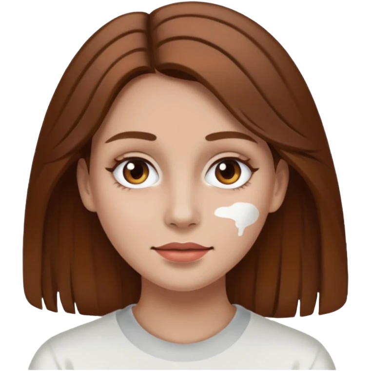 Brown hair woman, white paint in face emoji