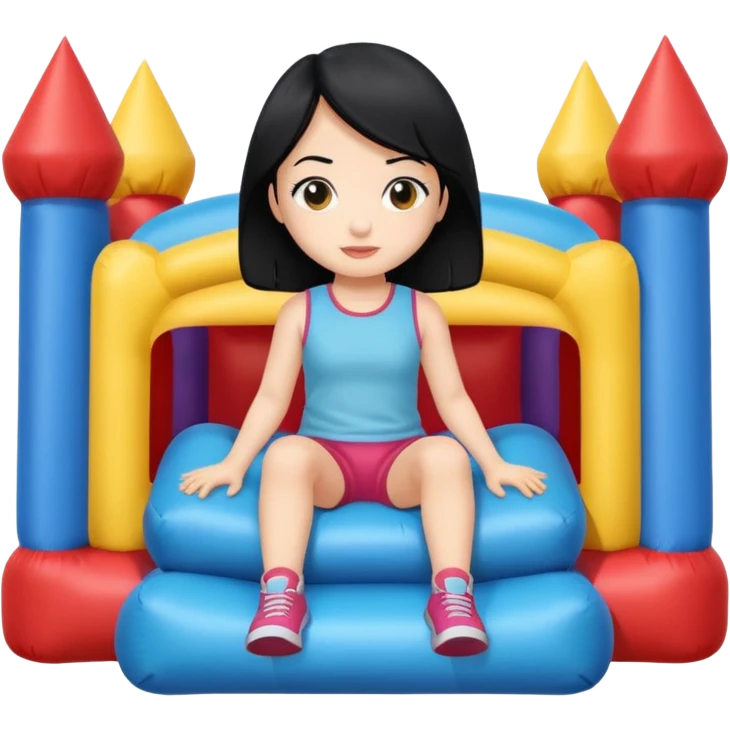 black hair girl-sitting-in-bouncy-house emoji