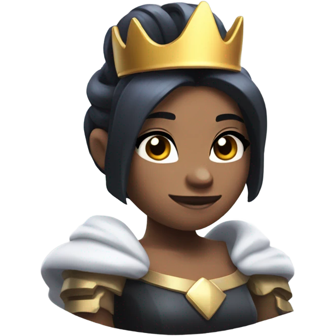 Clash royale the tower princess , white skin , black hair with bow and black crown emoji