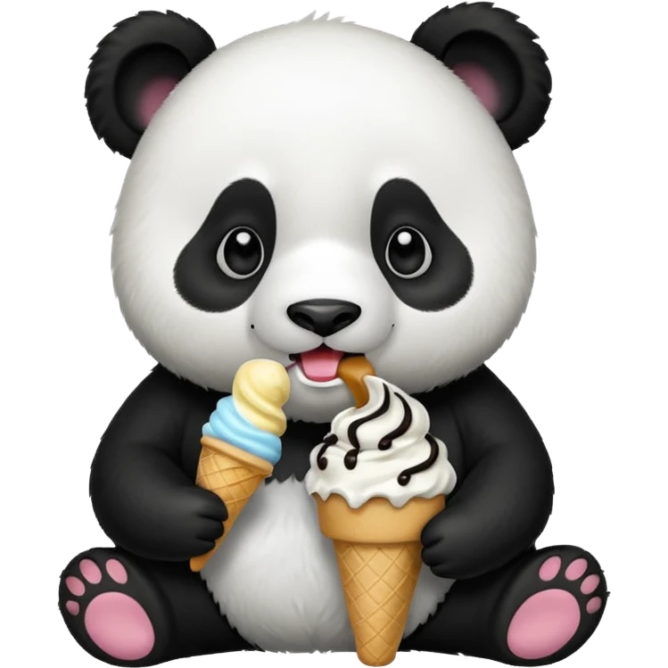 Panda eating ice cream emoji