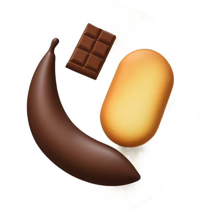 a chocolate quenelle and a larger vanilla quenelle on a plateemoji emoji