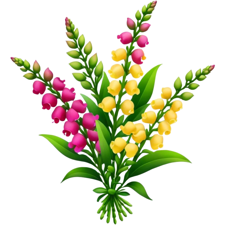 big bouquet Snapdragon, luxuriant, leaf, bud emoji