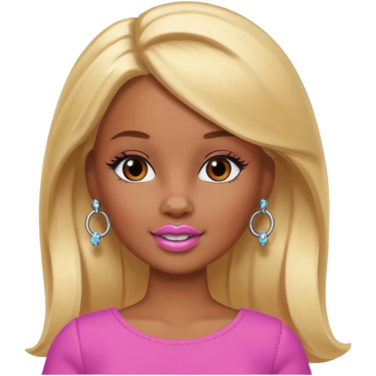 Brown skin blonde hair barbie with a nose ring emoji